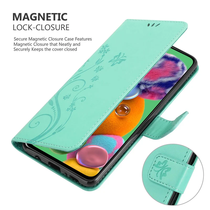 Cadorabo Hülle kompatibel mit Samsung Galaxy A90 5G Schutzhülle im Blumen Design mit Magnetverschluss, Standfunktion und Kartenfächern