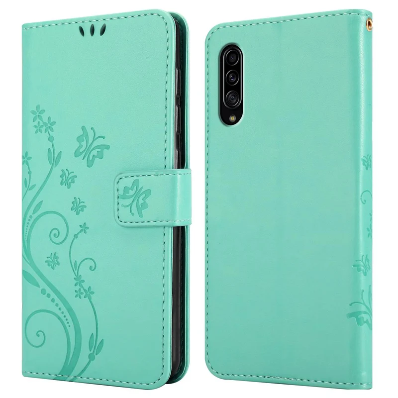 Cadorabo Hülle kompatibel mit Samsung Galaxy A90 5G Schutzhülle im Blumen Design mit Magnetverschluss, Standfunktion und Kartenfächern