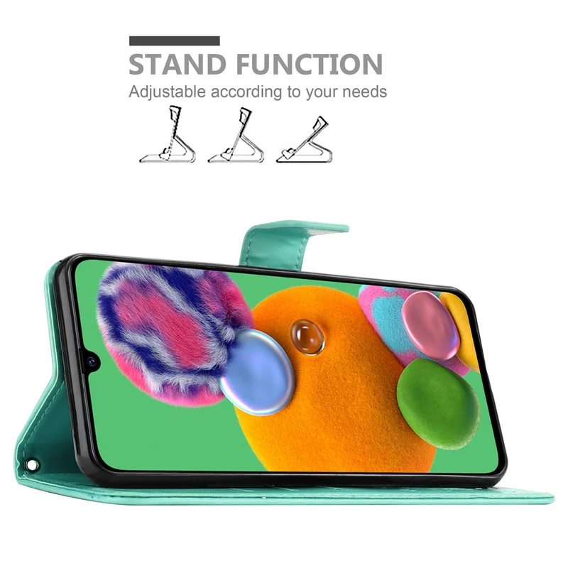 Cadorabo Hülle kompatibel mit Samsung Galaxy A90 5G Schutzhülle im Blumen Design mit Magnetverschluss, Standfunktion und Kartenfächern