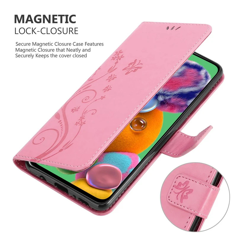 Cadorabo Hülle kompatibel mit Samsung Galaxy A90 5G Schutzhülle im Blumen Design mit Magnetverschluss, Standfunktion und Kartenfächern