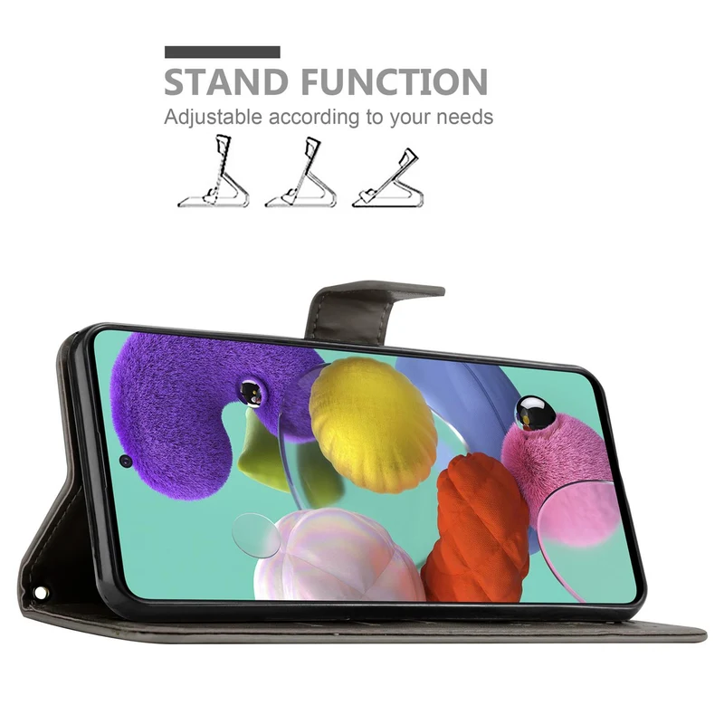 Cadorabo Hülle kompatibel mit Samsung Galaxy A51 5G Schutzhülle im Blumen Design mit Magnetverschluss, Standfunktion und Kartenfächern