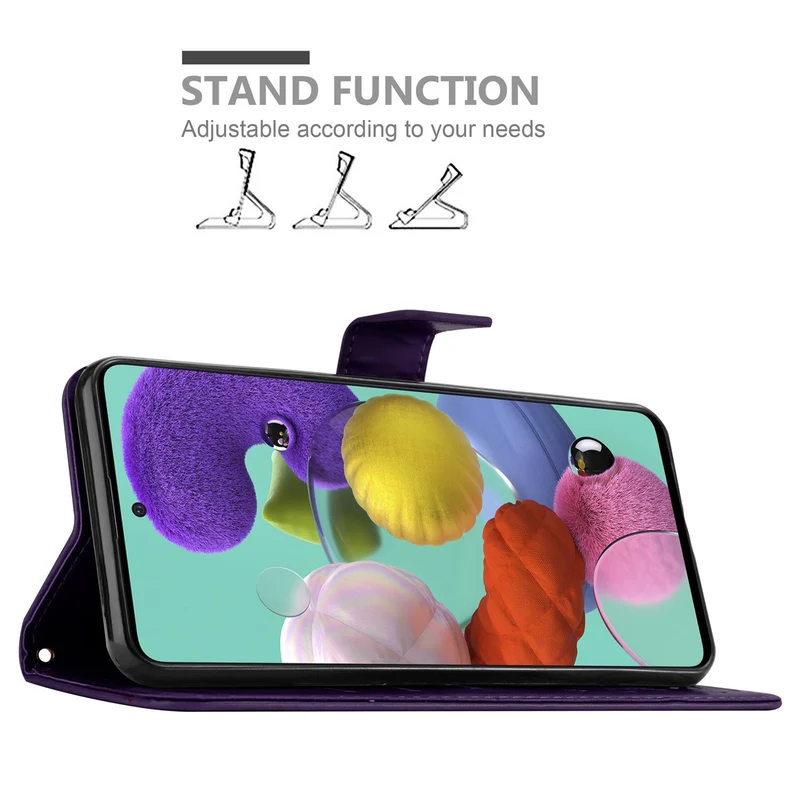 Cadorabo Hülle kompatibel mit Samsung Galaxy A51 5G Schutzhülle im Blumen Design mit Magnetverschluss, Standfunktion und Kartenfächern