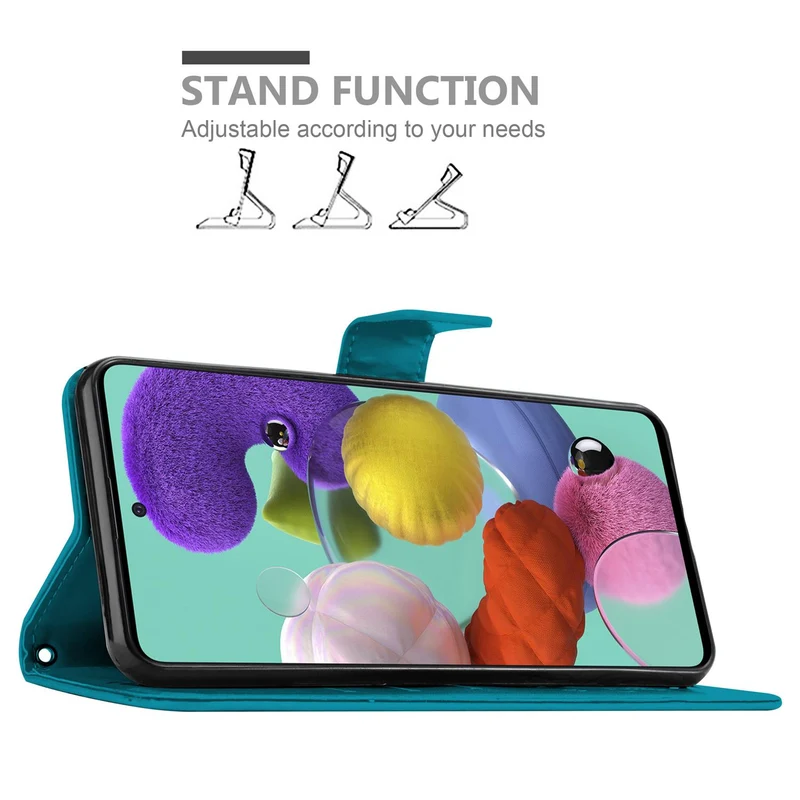 Cadorabo Hülle kompatibel mit Samsung Galaxy A51 5G Schutzhülle im Blumen Design mit Magnetverschluss, Standfunktion und Kartenfächern
