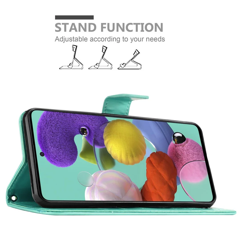 Cadorabo Hülle kompatibel mit Samsung Galaxy A51 5G Schutzhülle im Blumen Design mit Magnetverschluss, Standfunktion und Kartenfächern
