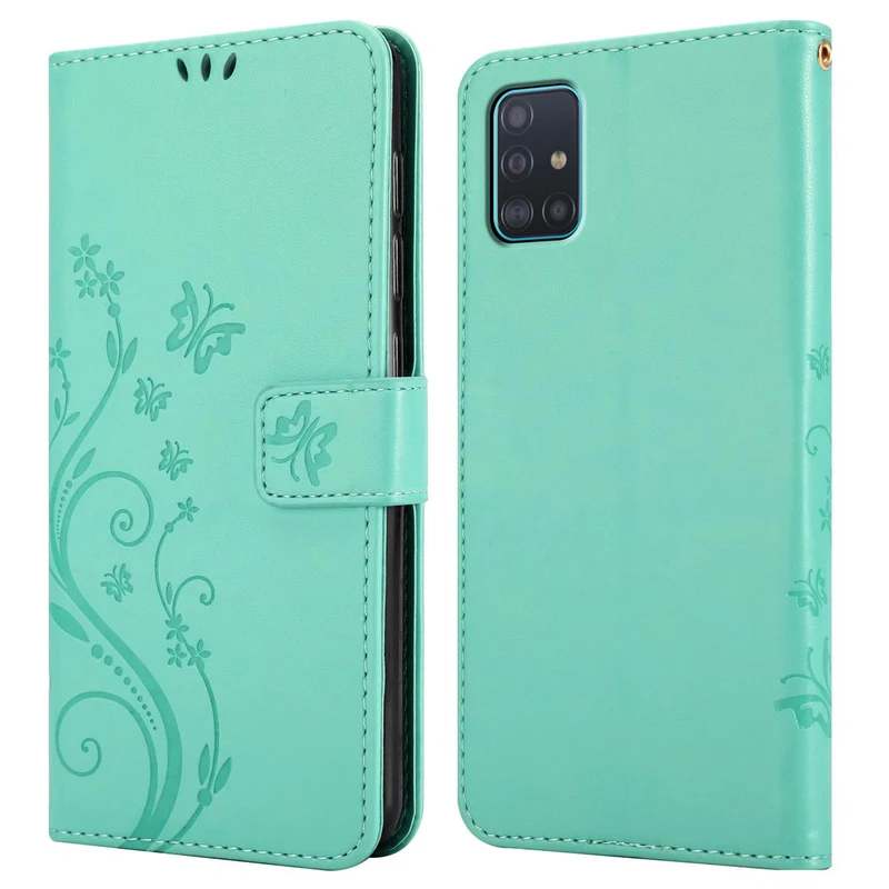 Cadorabo Hülle kompatibel mit Samsung Galaxy A51 5G Schutzhülle im Blumen Design mit Magnetverschluss, Standfunktion und Kartenfächern