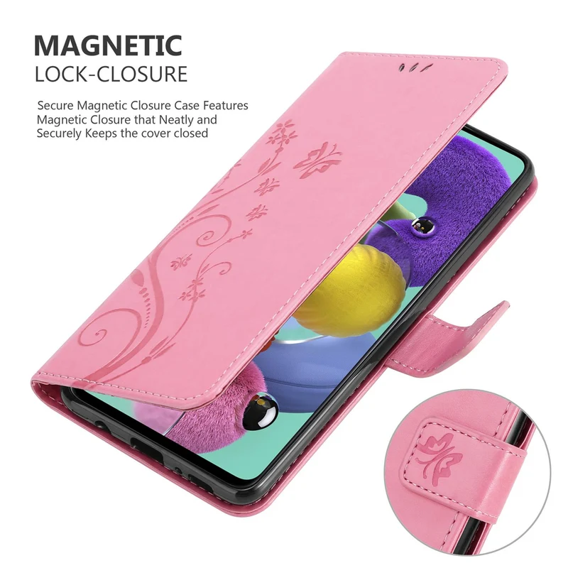 Cadorabo Hülle kompatibel mit Samsung Galaxy A51 5G Schutzhülle im Blumen Design mit Magnetverschluss, Standfunktion und Kartenfächern
