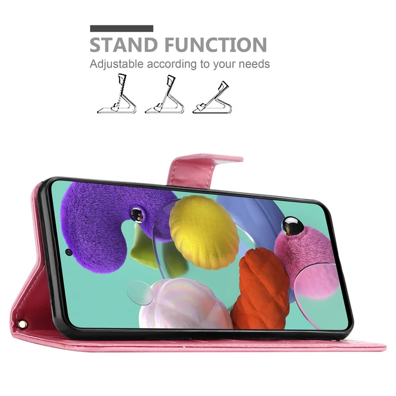 Cadorabo Hülle kompatibel mit Samsung Galaxy A51 5G Schutzhülle im Blumen Design mit Magnetverschluss, Standfunktion und Kartenfächern