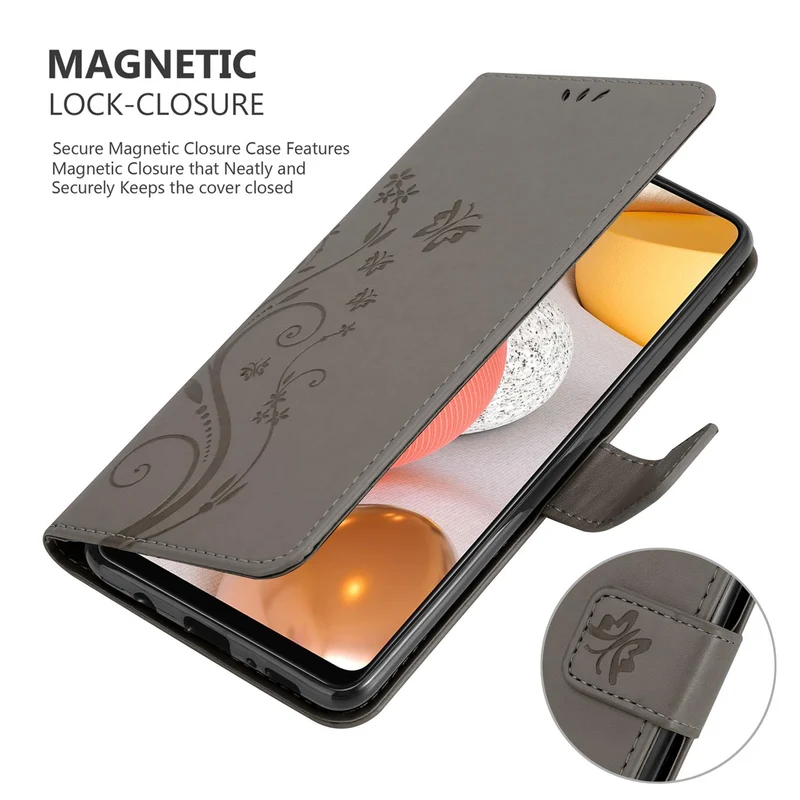 Cadorabo Hülle kompatibel mit Samsung Galaxy A42 5G / M42 5G Schutzhülle im Blumen Design mit Magnetverschluss, Standfunktion und Kartenfächern