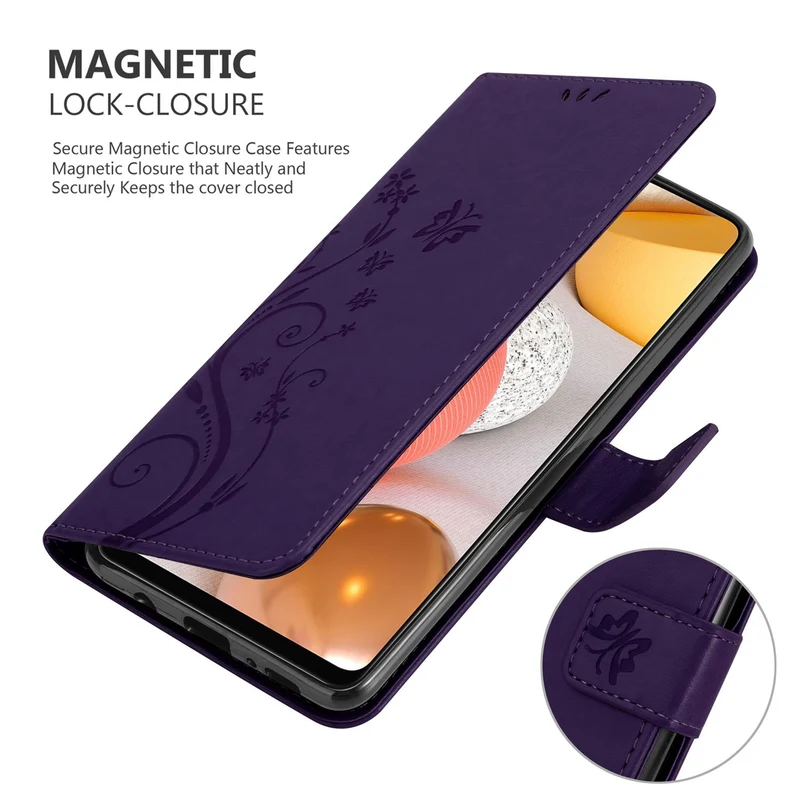 Cadorabo Hülle kompatibel mit Samsung Galaxy A42 5G / M42 5G Schutzhülle im Blumen Design mit Magnetverschluss, Standfunktion und Kartenfächern