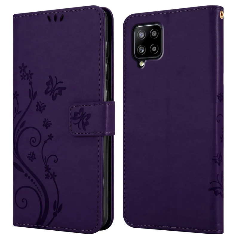 Cadorabo Hülle kompatibel mit Samsung Galaxy A42 5G / M42 5G Schutzhülle im Blumen Design mit Magnetverschluss, Standfunktion und Kartenfächern