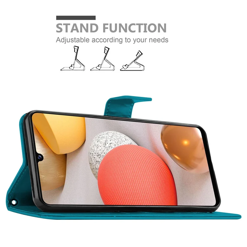 Cadorabo Hülle kompatibel mit Samsung Galaxy A42 5G / M42 5G Schutzhülle im Blumen Design mit Magnetverschluss, Standfunktion und Kartenfächern