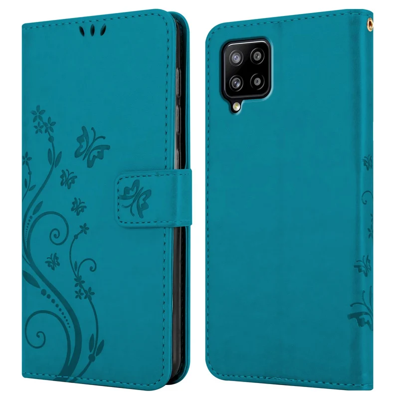 Cadorabo Hülle kompatibel mit Samsung Galaxy A42 5G / M42 5G Schutzhülle im Blumen Design mit Magnetverschluss, Standfunktion und Kartenfächern