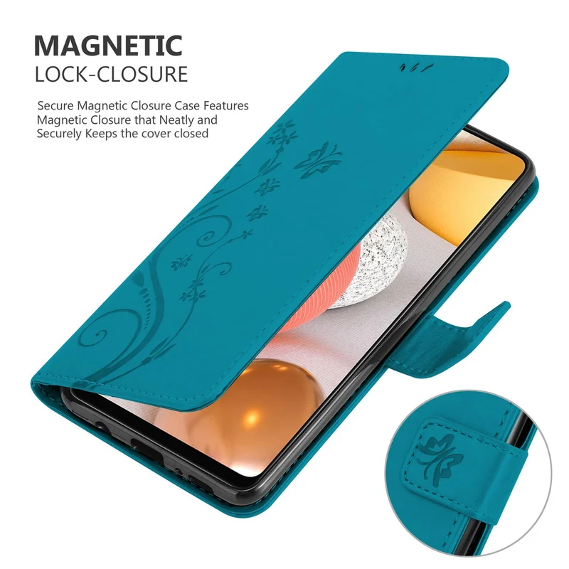 Cadorabo Hülle kompatibel mit Samsung Galaxy A42 5G / M42 5G Schutzhülle im Blumen Design mit Magnetverschluss, Standfunktion und Kartenfächern
