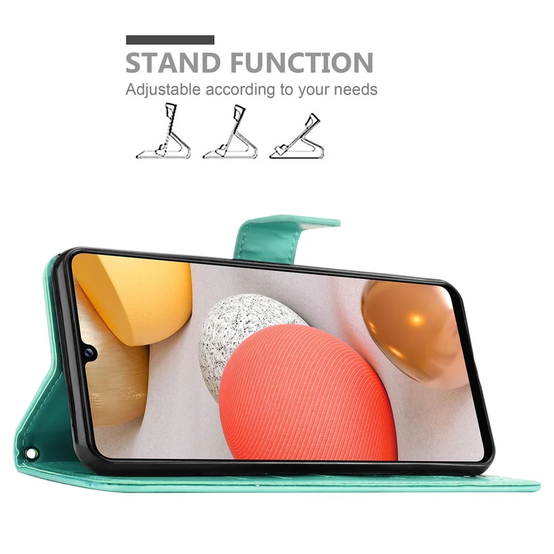 Cadorabo Hülle kompatibel mit Samsung Galaxy A42 5G / M42 5G Schutzhülle im Blumen Design mit Magnetverschluss, Standfunktion und Kartenfächern