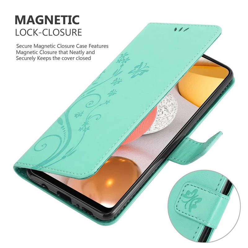 Cadorabo Hülle kompatibel mit Samsung Galaxy A42 5G / M42 5G Schutzhülle im Blumen Design mit Magnetverschluss, Standfunktion und Kartenfächern