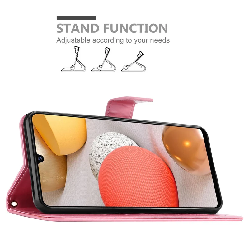 Cadorabo Hülle kompatibel mit Samsung Galaxy A42 5G / M42 5G Schutzhülle im Blumen Design mit Magnetverschluss, Standfunktion und Kartenfächern