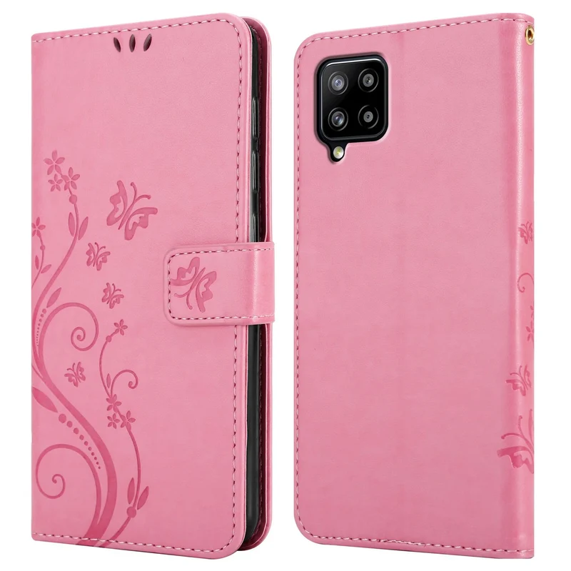 Cadorabo Hülle kompatibel mit Samsung Galaxy A42 5G / M42 5G Schutzhülle im Blumen Design mit Magnetverschluss, Standfunktion und Kartenfächern