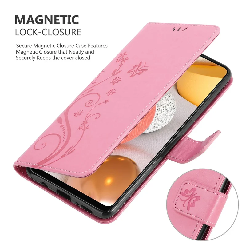 Cadorabo Hülle kompatibel mit Samsung Galaxy A42 5G / M42 5G Schutzhülle im Blumen Design mit Magnetverschluss, Standfunktion und Kartenfächern