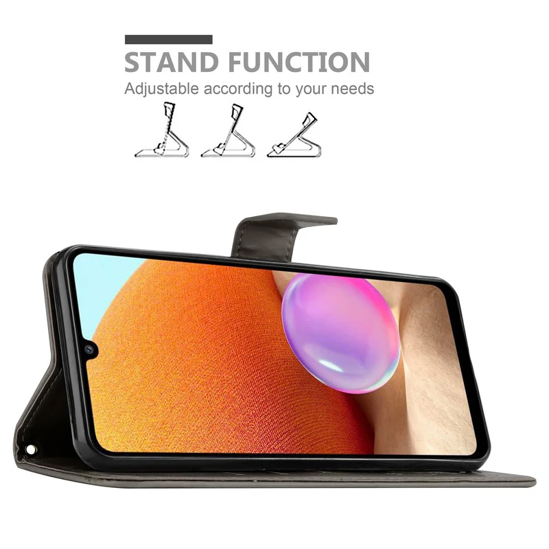 Cadorabo Hülle kompatibel mit Samsung Galaxy A32 4G Schutzhülle im Blumen Design mit Magnetverschluss, Standfunktion und Kartenfächern
