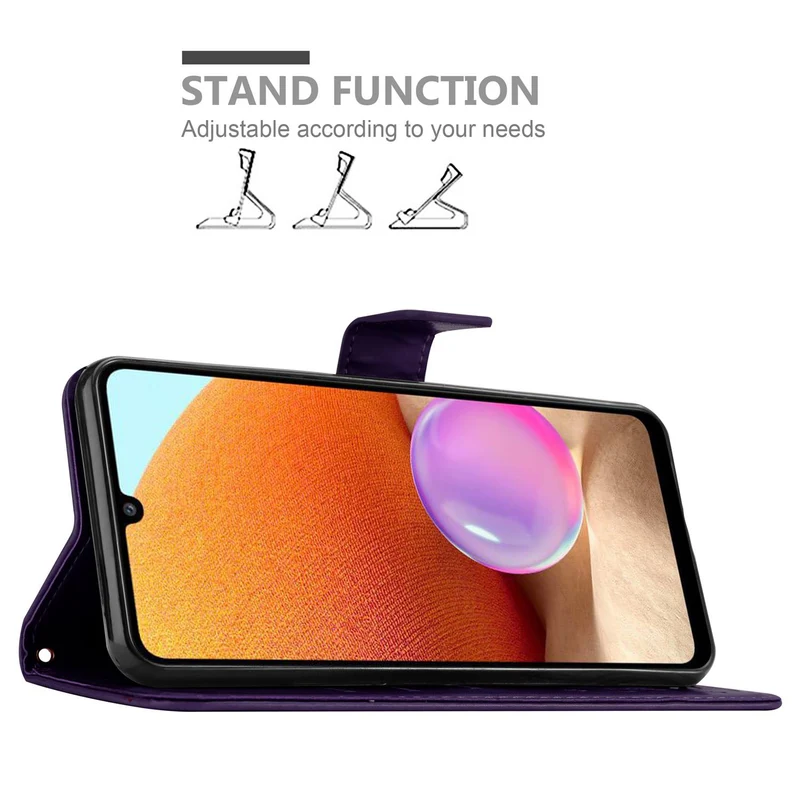 Cadorabo Hülle kompatibel mit Samsung Galaxy A32 4G Schutzhülle im Blumen Design mit Magnetverschluss, Standfunktion und Kartenfächern