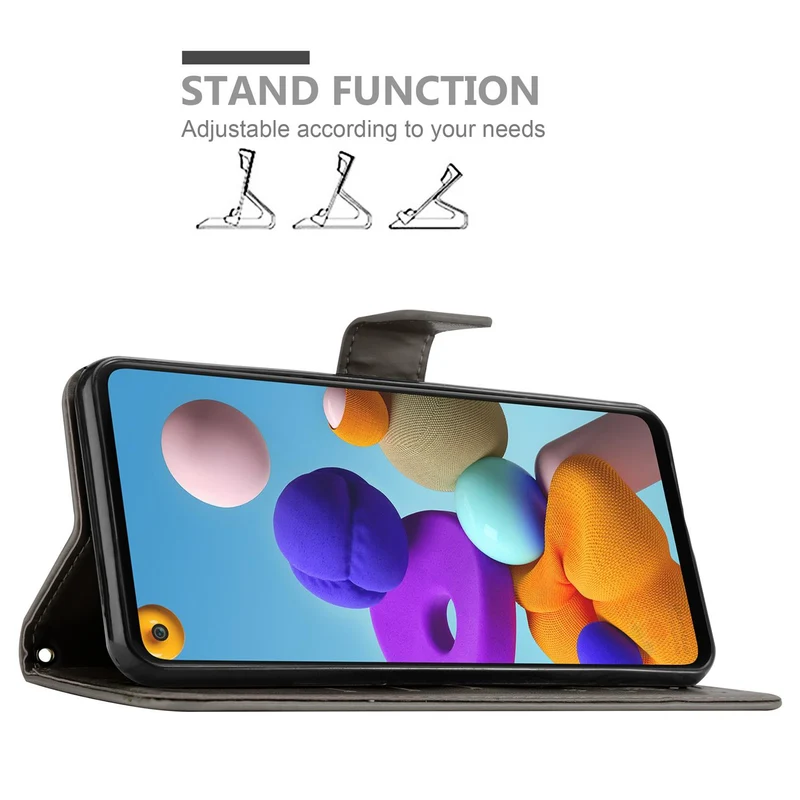 Cadorabo Hülle kompatibel mit Samsung Galaxy A21s Schutzhülle im Blumen Design mit Magnetverschluss, Standfunktion und Kartenfächern