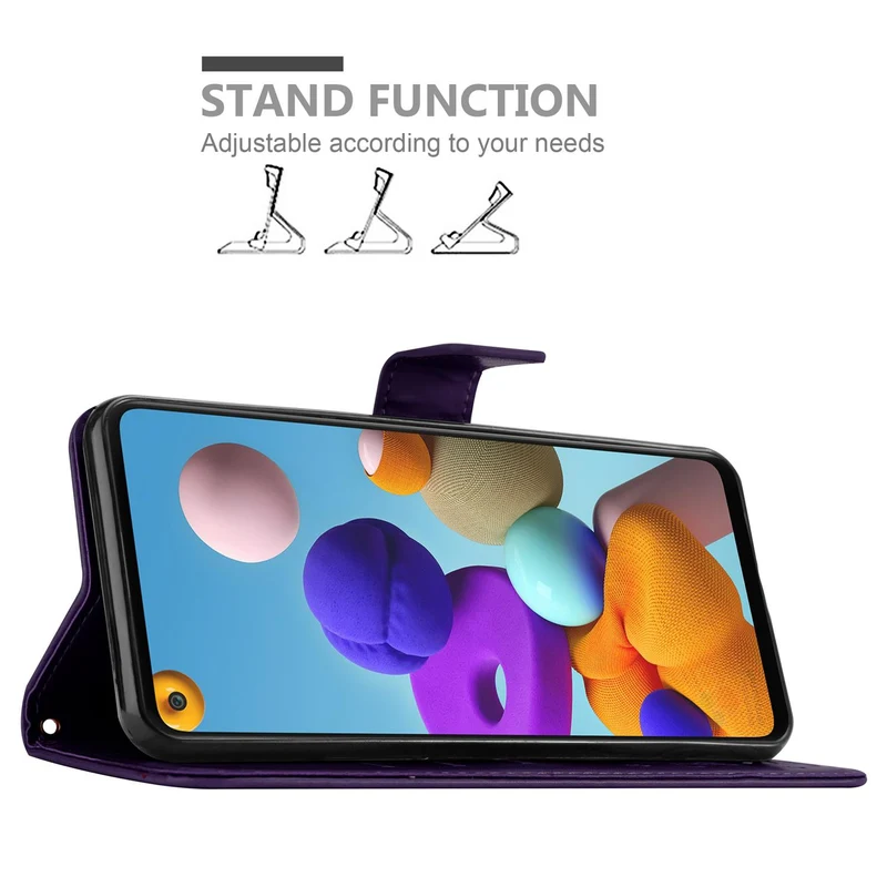 Cadorabo Hülle kompatibel mit Samsung Galaxy A21s Schutzhülle im Blumen Design mit Magnetverschluss, Standfunktion und Kartenfächern