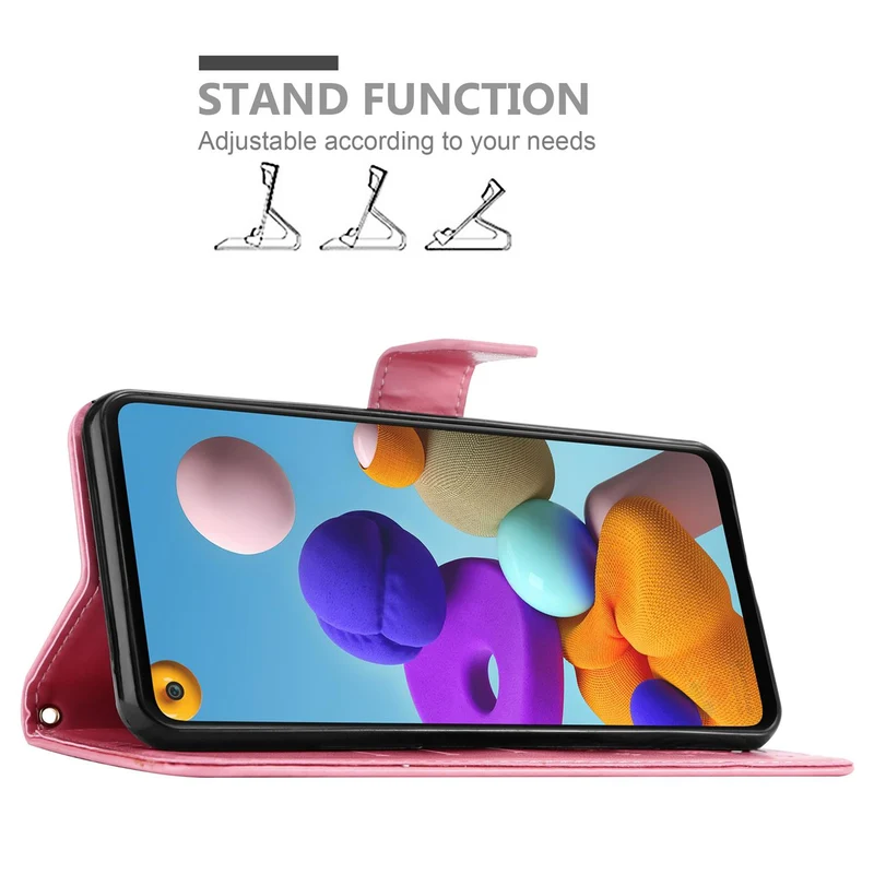 Cadorabo Hülle kompatibel mit Samsung Galaxy A21s Schutzhülle im Blumen Design mit Magnetverschluss, Standfunktion und Kartenfächern