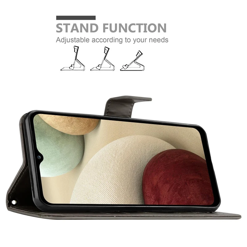 Cadorabo Hülle kompatibel mit Samsung Galaxy A12 / M12 Schutzhülle im Blumen Design mit Magnetverschluss, Standfunktion und Kartenfächern