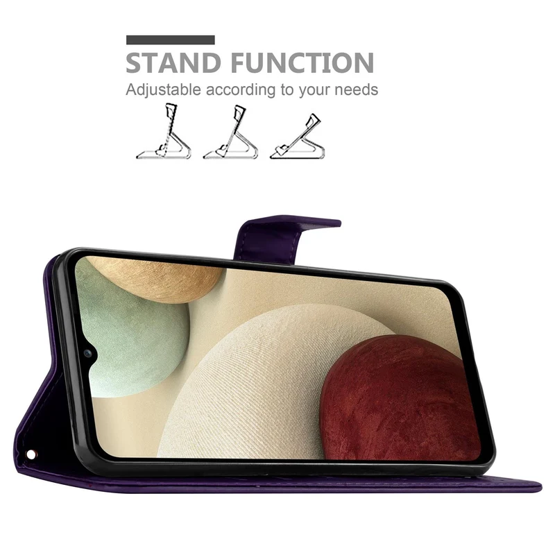 Cadorabo Hülle kompatibel mit Samsung Galaxy A12 / M12 Schutzhülle im Blumen Design mit Magnetverschluss, Standfunktion und Kartenfächern