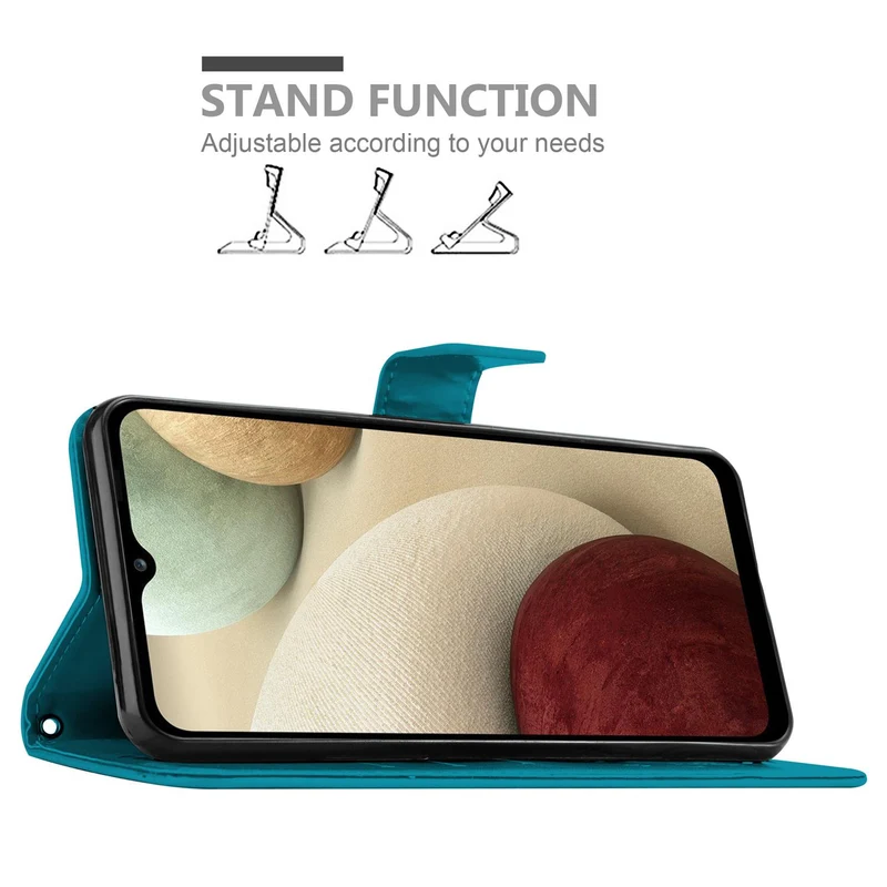 Cadorabo Hülle kompatibel mit Samsung Galaxy A12 / M12 Schutzhülle im Blumen Design mit Magnetverschluss, Standfunktion und Kartenfächern