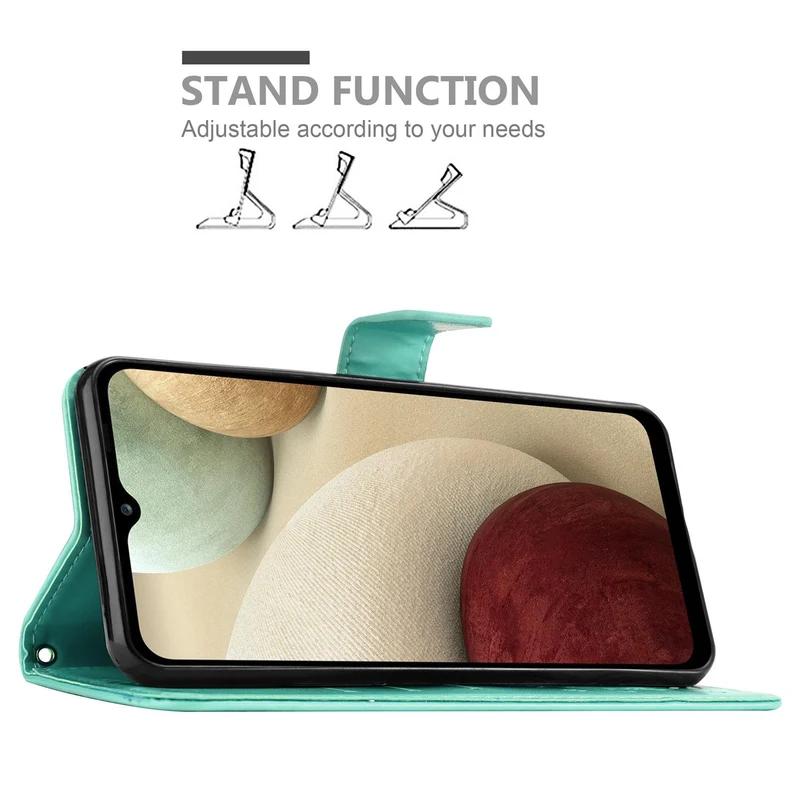 Cadorabo Hülle kompatibel mit Samsung Galaxy A12 / M12 Schutzhülle im Blumen Design mit Magnetverschluss, Standfunktion und Kartenfächern
