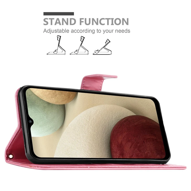 Cadorabo Hülle kompatibel mit Samsung Galaxy A12 / M12 Schutzhülle im Blumen Design mit Magnetverschluss, Standfunktion und Kartenfächern