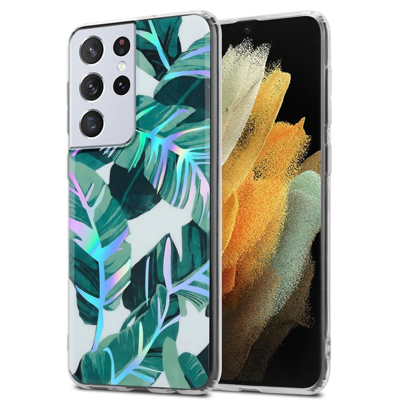 Cadorabo Hülle kompatibel mit Samsung Galaxy S21 ULTRA Schutzhülle aus TPU Silikon mit floralem Muster