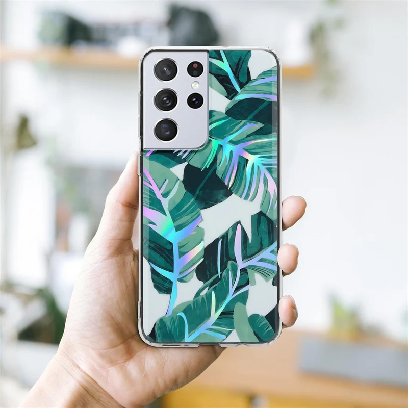 Cadorabo Hülle kompatibel mit Samsung Galaxy S21 ULTRA Schutzhülle aus TPU Silikon mit floralem Muster