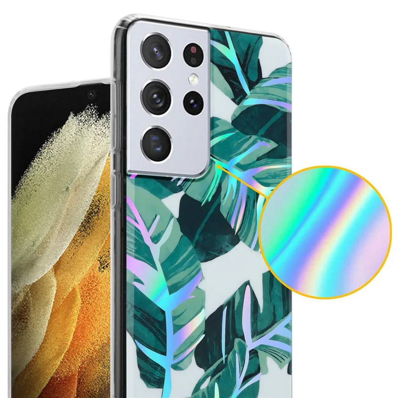 Cadorabo Hülle kompatibel mit Samsung Galaxy S21 ULTRA Schutzhülle aus TPU Silikon mit floralem Muster