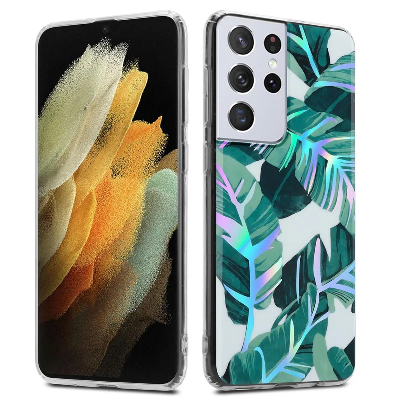 Cadorabo Hülle kompatibel mit Samsung Galaxy S21 ULTRA Schutzhülle aus TPU Silikon mit floralem Muster