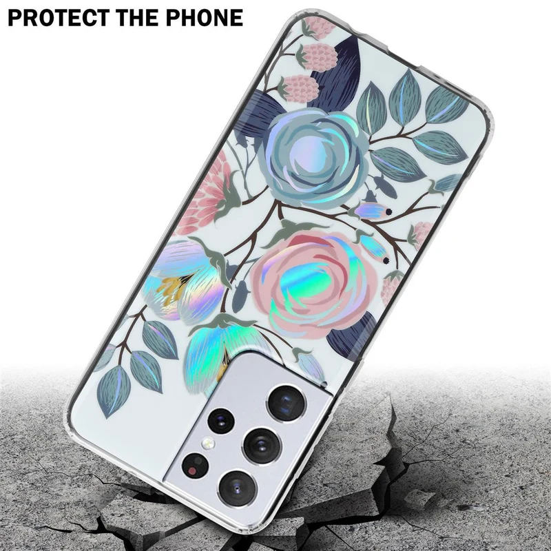 Cadorabo Hülle kompatibel mit Samsung Galaxy S21 ULTRA Schutzhülle aus TPU Silikon mit floralem Muster