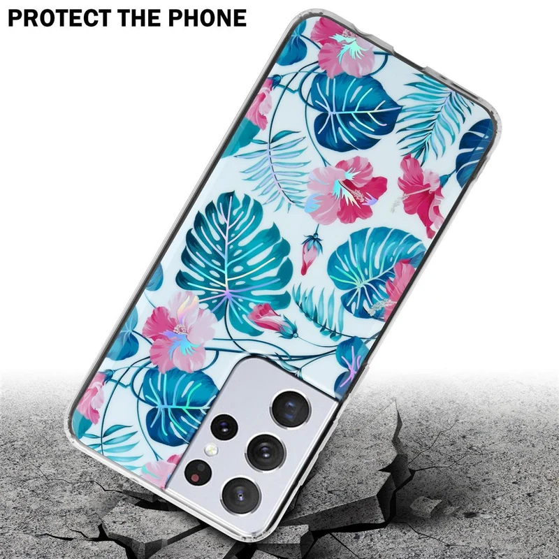 Cadorabo Hülle kompatibel mit Samsung Galaxy S21 ULTRA Schutzhülle aus TPU Silikon mit floralem Muster