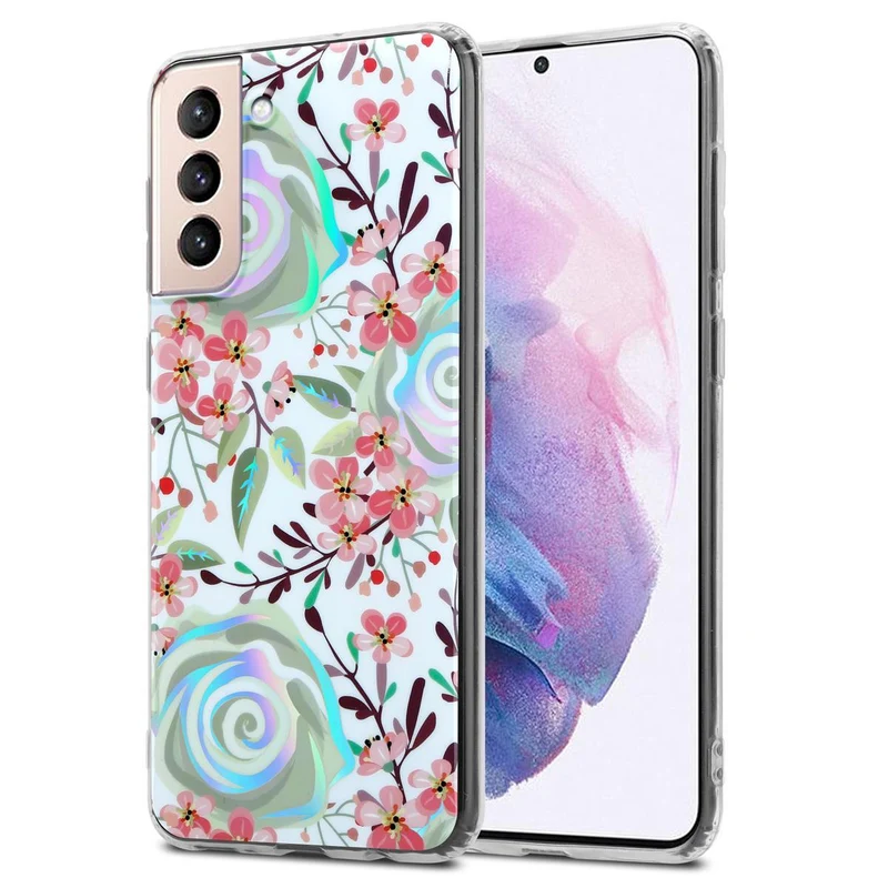 Cadorabo Hülle kompatibel mit Samsung Galaxy S21 PLUS Schutzhülle aus TPU Silikon mit floralem Muster