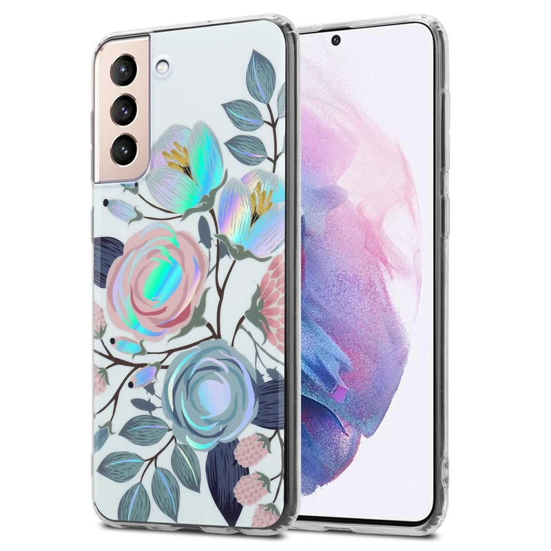 Cadorabo Hülle kompatibel mit Samsung Galaxy S21 PLUS Schutzhülle aus TPU Silikon mit floralem Muster