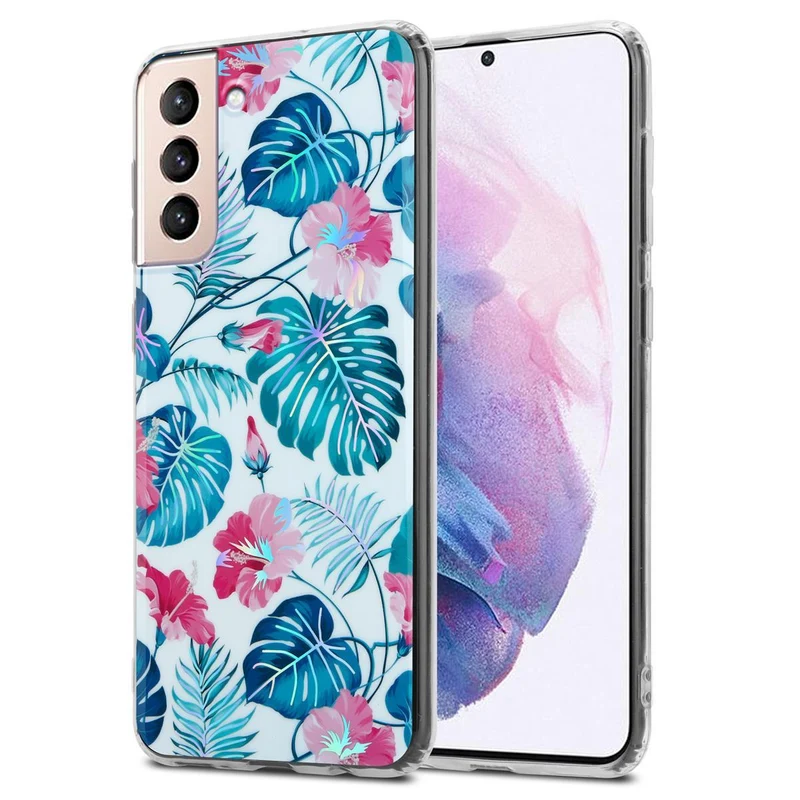 Cadorabo Hülle kompatibel mit Samsung Galaxy S21 PLUS Schutzhülle aus TPU Silikon mit floralem Muster