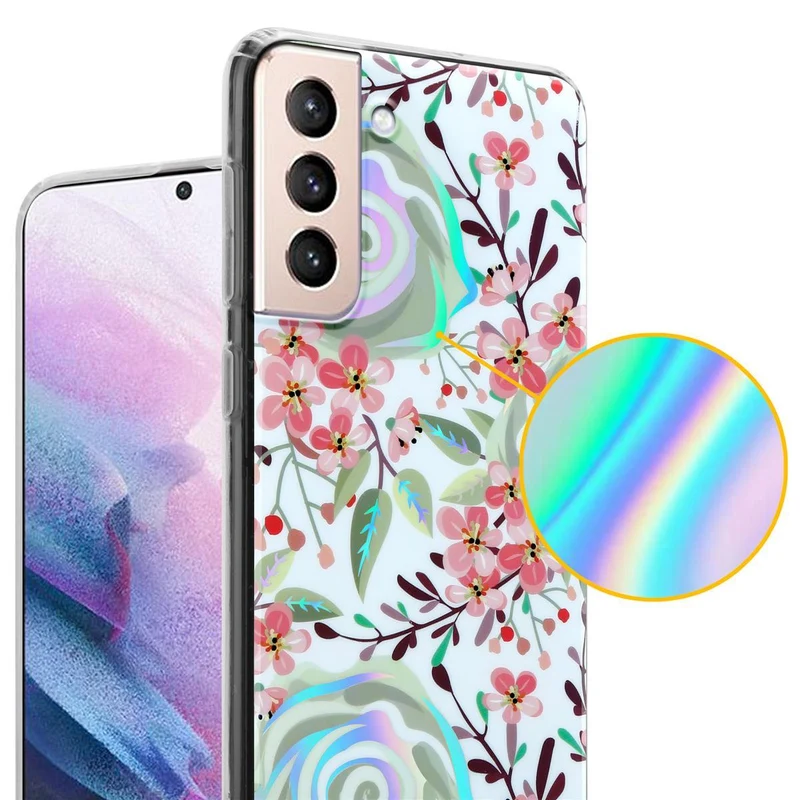 Cadorabo Hülle kompatibel mit Samsung Galaxy S21 PLUS Schutzhülle aus TPU Silikon mit floralem Muster