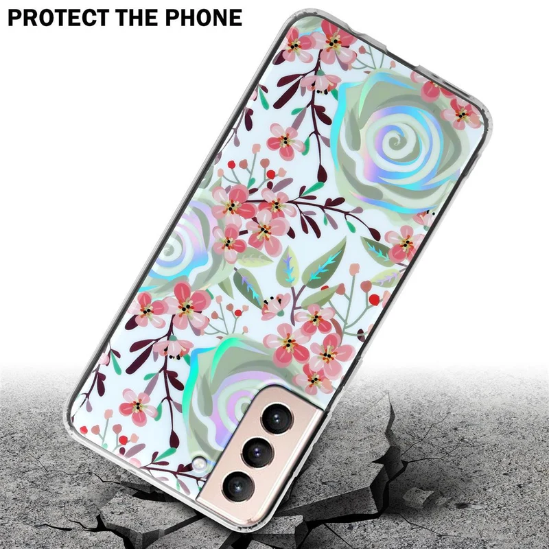 Cadorabo Hülle kompatibel mit Samsung Galaxy S21 PLUS Schutzhülle aus TPU Silikon mit floralem Muster