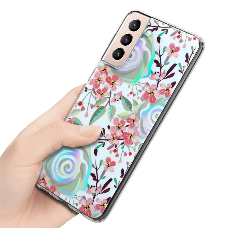 Cadorabo Hülle kompatibel mit Samsung Galaxy S21 PLUS Schutzhülle aus TPU Silikon mit floralem Muster