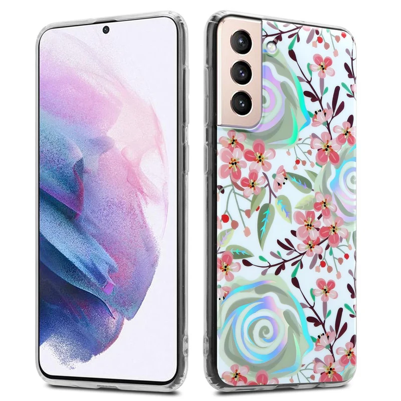 Cadorabo Hülle kompatibel mit Samsung Galaxy S21 PLUS Schutzhülle aus TPU Silikon mit floralem Muster