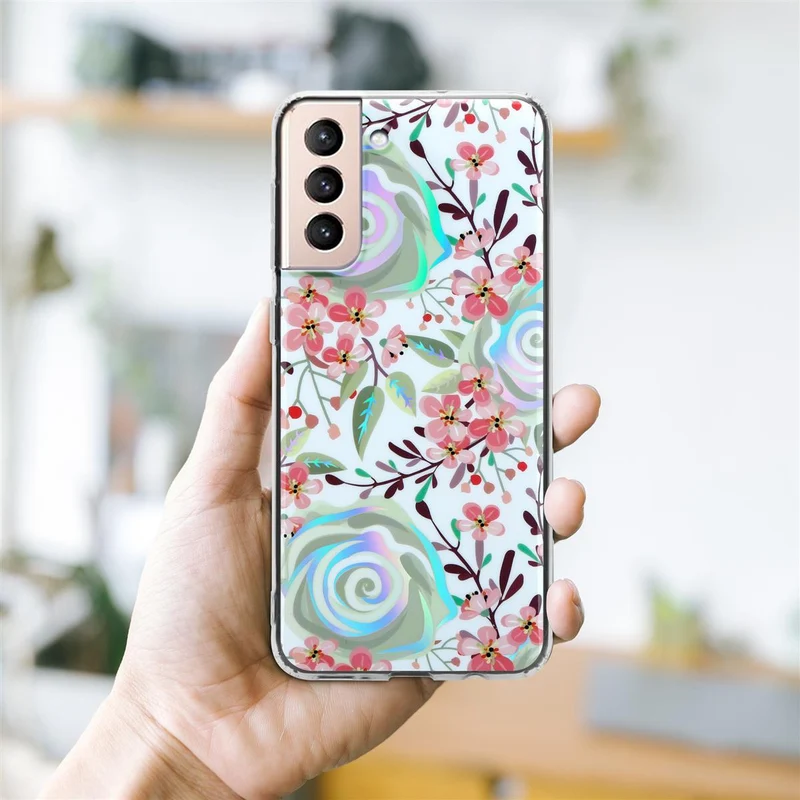 Cadorabo Hülle kompatibel mit Samsung Galaxy S21 PLUS Schutzhülle aus TPU Silikon mit floralem Muster