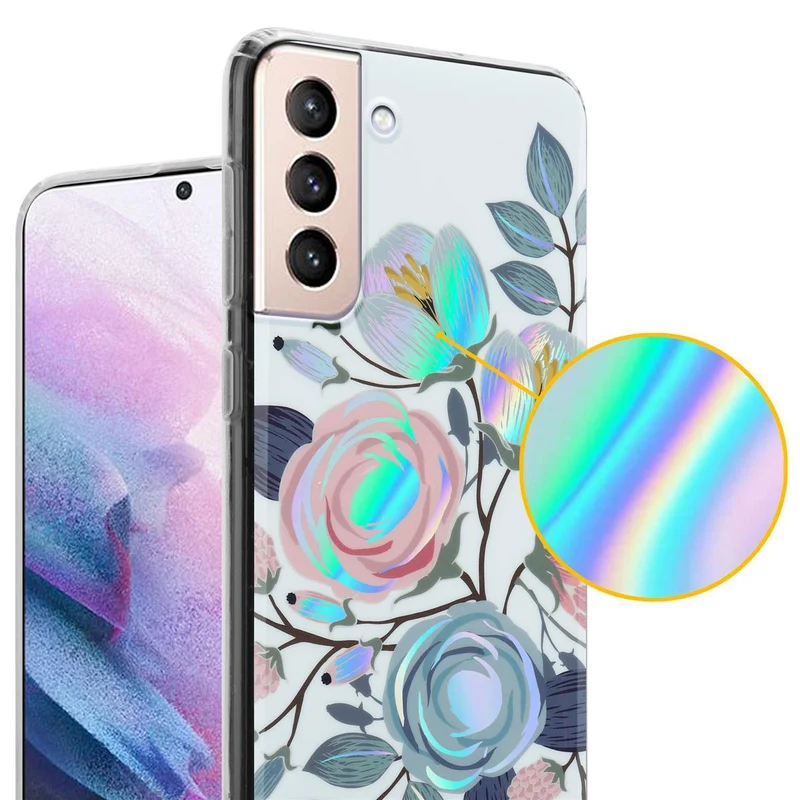 Cadorabo Hülle kompatibel mit Samsung Galaxy S21 PLUS Schutzhülle aus TPU Silikon mit floralem Muster