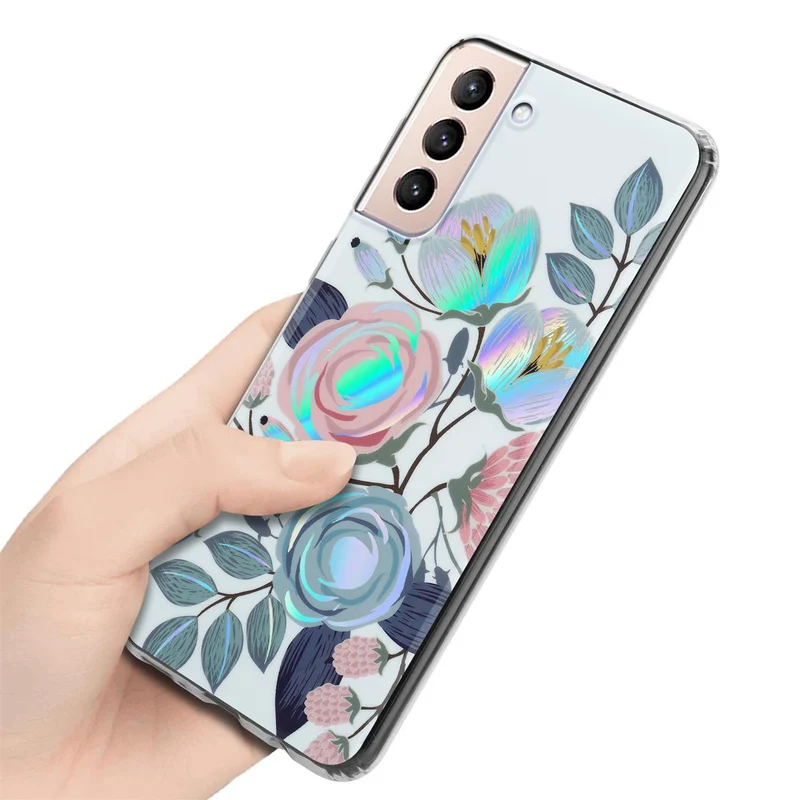 Cadorabo Hülle kompatibel mit Samsung Galaxy S21 PLUS Schutzhülle aus TPU Silikon mit floralem Muster