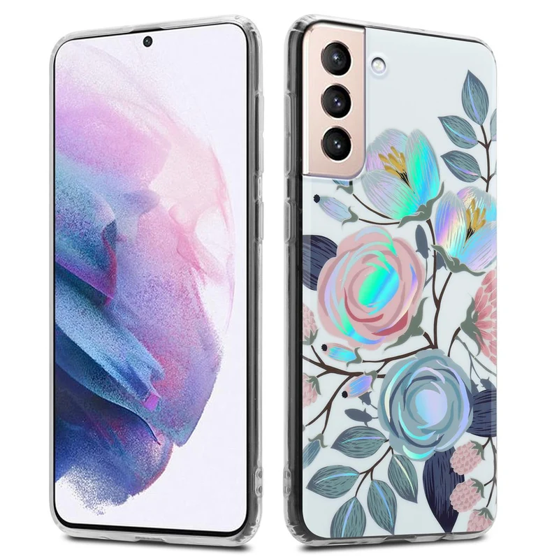 Cadorabo Hülle kompatibel mit Samsung Galaxy S21 PLUS Schutzhülle aus TPU Silikon mit floralem Muster