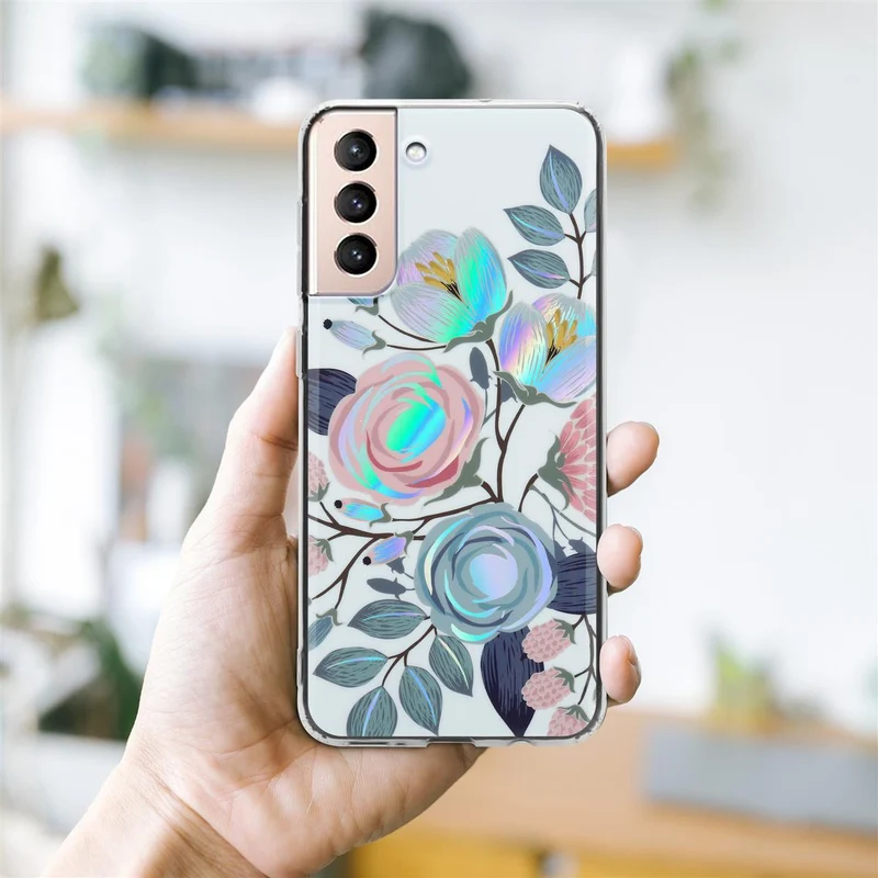 Cadorabo Hülle kompatibel mit Samsung Galaxy S21 PLUS Schutzhülle aus TPU Silikon mit floralem Muster